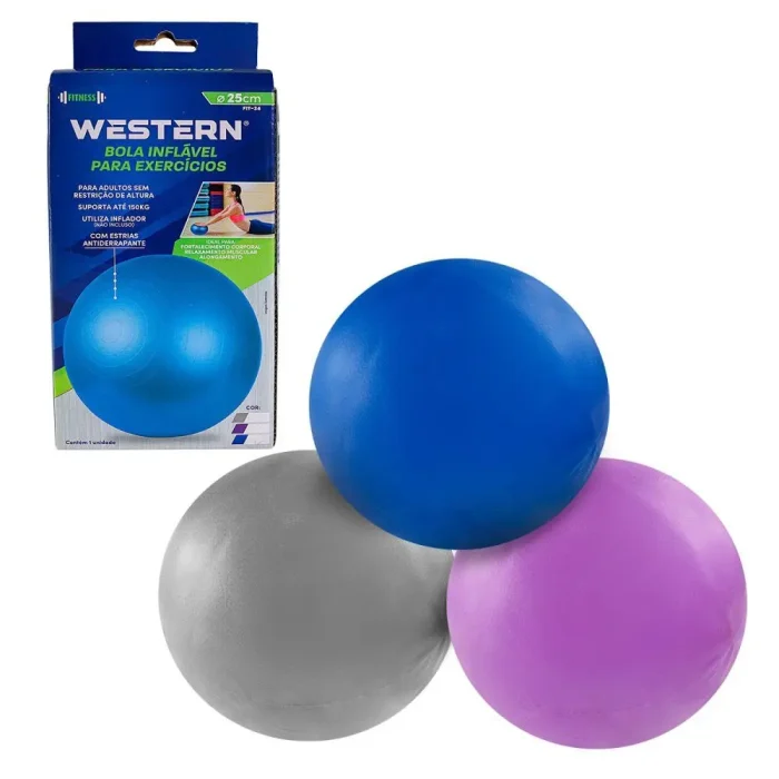 Bola Suiça Inflável para Exercícios de Pilates Fisioterapia - Western