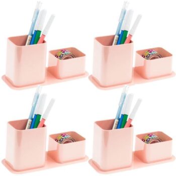 Kit 4 Porta Canetas Rosa Claro Dello Color Porta Objetos Organizador De Mesa Escritório