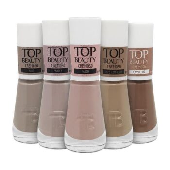 Kit 5 Esmaltes New Top Beauty Vegano – Tons De Nude