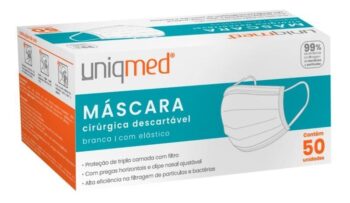 50x Máscara Cirúrgica Descartável Uniqmed Tripla Proteção