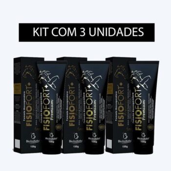 3 Pomadas Massageadora Fisiofort Premium Preta 150g Bio Instinto