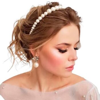 Tiara Arranjo Cabelo Noiva Pérolas Strass Cristal Branco – Anjo Da Mamãe