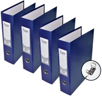 Pasta Fichário AZ Registradora Ofício Largo Cor Azul Kit 4un Ideal Para Escritórios Arquivo Organização De Documentos – Frama