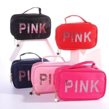 Necessaire Viagem Feminina Bolsa Organizadora Estojo Pink Porta Acessórios Maquiagem De Mão Avião – Toy Brow