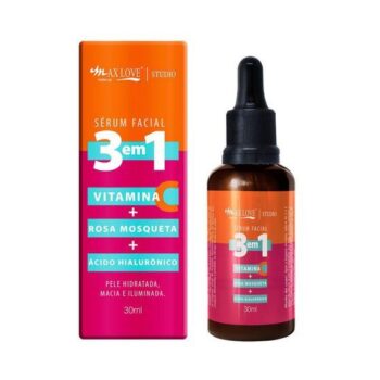 Serum Facial Max Love 3 Em 1 – Rosa Mosqueta + Vitamina C + Ácido Hialurônico