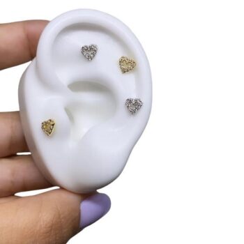 Piercing Tragus Orelha Coração Vazado Pedra Zircônia – RaraSteel Piercing