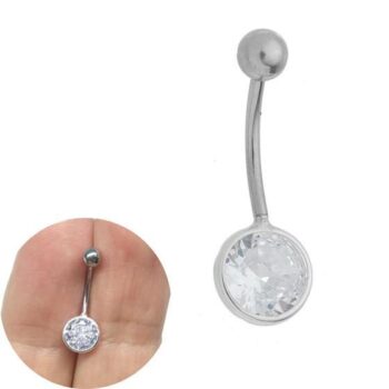 Piercing Umbigo Pedra Redonda Prata 925 – Tijazu