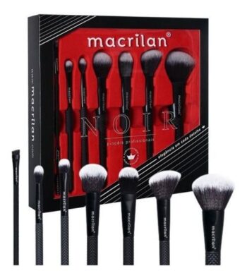 Kit Pincel Profissional Macrilan Maquiagem Com 07 Peças Noir