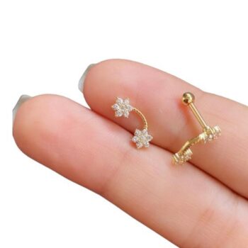 Piercing Flor Dupla Hélix Tragus Banhado Ouro – RaraTeel Piercings