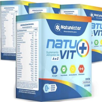 Kit 4 Potes Natuvit + Suplemento Original Natunectar Vitamina A B6 B12 C D E K Natural 100% 240 Capsulas – Natunéctar