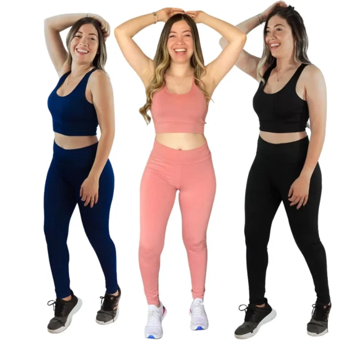 Kit 3 Conjuntos Fitness Feminino Suplex Roupa Academia Cross - Jinkingstore