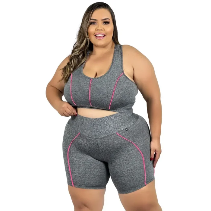 Conjunto Feminino Academia Roupa De Ginástica Plus Size - WM