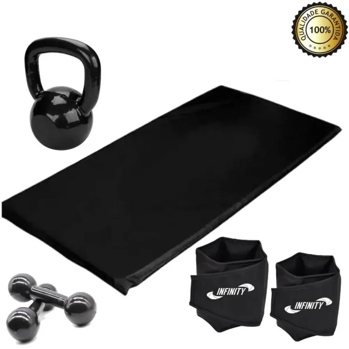 Kit Aeróbico Em Casa Caneleira 3 Kg + Colchonete + Halter 2 - Infinity
